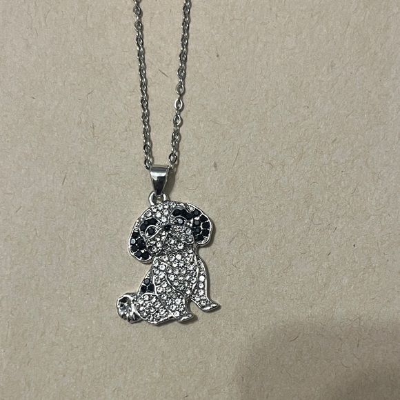 Shih Tzu Necklace Crystal Pave Puppy Pendant - Silver Tone with display Dog - Picture 9 of 11